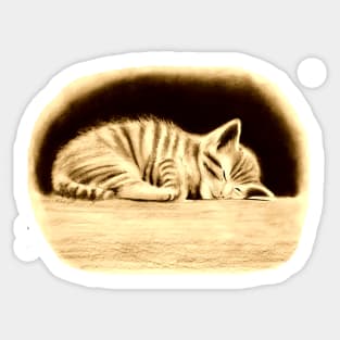 Sleepy Kitten Sepia Sticker